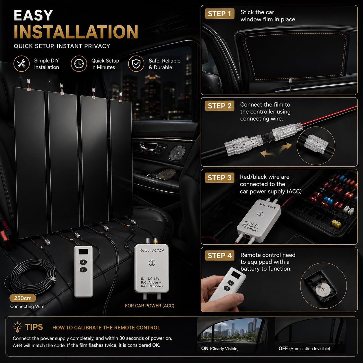 Black Smart Film For Car